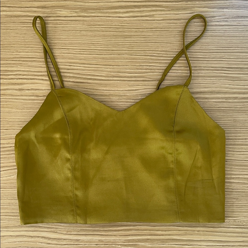 House of Harlow XS Olive Satin Camisole adjustable straps. Brand new never worn